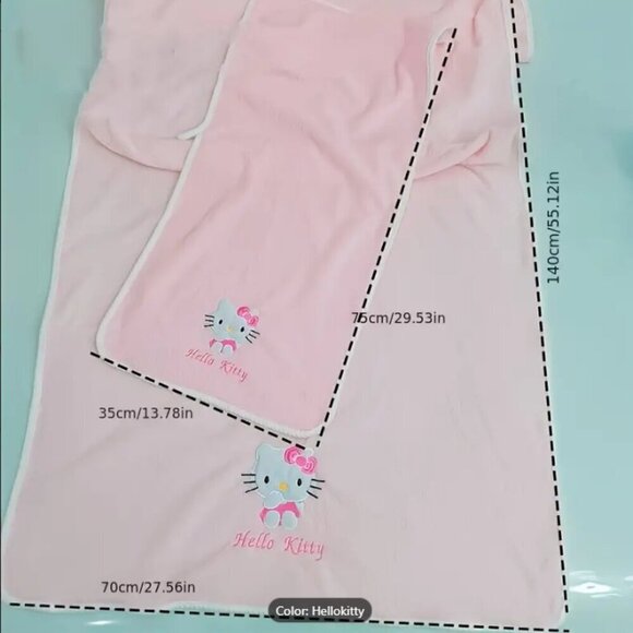 Hello Kitty Bath Towel Plush Set 3 Piece Pink NWT - Picture 5 of 5